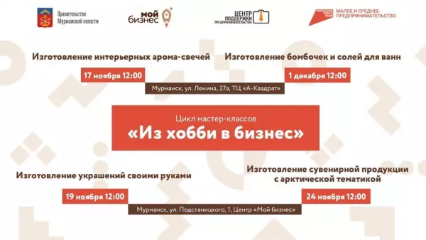17 ноября в Мурманске стартует цикл мастер-классов «Из хобби в бизнес»!